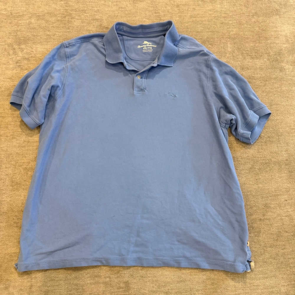 Tommy‎ Bahama Mens Polo Shirt Blue XXL TTBTTG Embroidered Marlin Short Sleeve